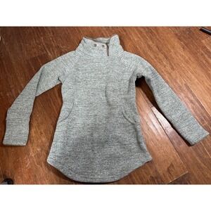 Prana Mattea Sweater Pullover XS Gray Green Asymmetrical Snap Funnel Neck Fleece